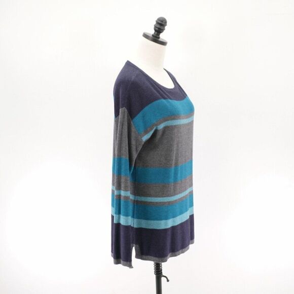 Talbots Scoop Neck Blue Teal Gray Medium Sweater Rayon Nylon Cotton - Picture 7 of 9